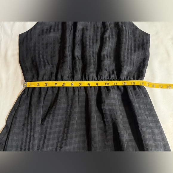 ANN TAYLOR FACTORY Black on black gingham print halter Midi Dress size M - Picture 12 of 13